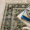 7' Round Green And Brown Floral Area Rug