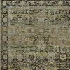 9' X 12' Green And Brown Floral Area Rug