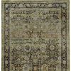 9' X 12' Green And Brown Floral Area Rug