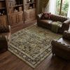 10' X 14' Green And Brown Floral Area Rug