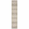 3' X 12' Beige And Ivory Medallion Runner Rug