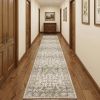 3' X 12' Beige And Ivory Medallion Runner Rug