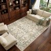 7' X 9' Beige And Ivory Medallion Area Rug