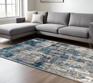 7' X 9' Grey And Blue Grey Skies Area Rug