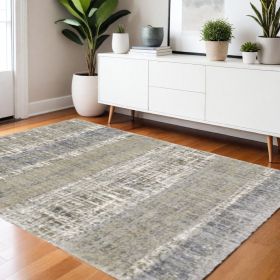 4' X 6' Grey And Ivory Abstract Lines Area Rug