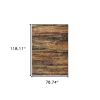 7' X 10' Gold Slate Blue And Orange Abstract Distressed Area Rug