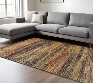8' X 10' Gold And Slate Abstract Area Rug