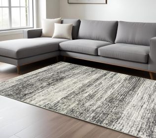6' X 9' Ash And Slate Abstract Area Rug
