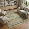 3' X 12' Gold And Green Abstract Runner Rug