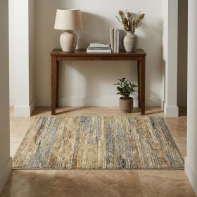 3' X 5' Blue and Ivory Power Loom Area Rug