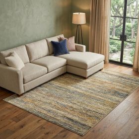 6' X 9' Gold And Green Abstract Area Rug