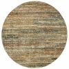 7' Blue And Ivory Round Rug