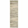8' Ivory Sage Abtract Lines Indoor Runner Rug