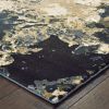 6' X 9' Ivory And Navy Blue Abstract Area Rug