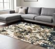 10' X 13' Ivory And Navy Blue Abstract Area Rug