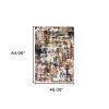 4' X 6' Ivory And Gray Abstract Area Rug