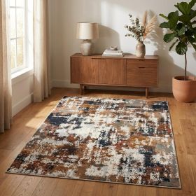 4' X 6' Ivory And Gray Abstract Area Rug