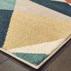 4' X 6' Blue Green And Beige Abstract Geometric Area Rug
