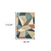 6' X 9' Blue Green And Beige Abstract Geometric Area Rug