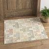 2' X 3' Ivory Blue And Red Geometric Area Rug