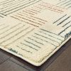 8' Ivory And Blue Runner Rug