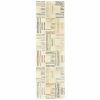 8' Ivory And Blue Runner Rug