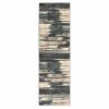 8' Blue And Ivory Runner Rug