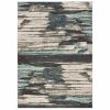 5' X 7' Ivory Blue And Gray Abstract Area Rug