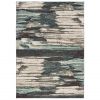 5' X 7' Ivory Blue And Gray Abstract Area Rug
