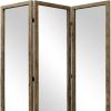 Three Panel Natural Zig Zag Wood Room Divider Screen