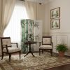 72" Green And White Canvas Folding Three Panel Screen Room Divider