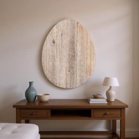 24" X 18" Gray Reclaimed Wood Egg Shaped Wall Decor