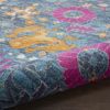 6' Blue And Orange Floral Distressed Runner Rug