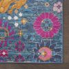 8' Blue And Orange Floral Distressed Runner Rug