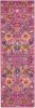 6' Fuchsia And Orange Floral Distressed Runner Rug