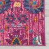 6' Fuchsia And Orange Floral Distressed Runner Rug
