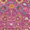 8' Fuchsia And Orange Floral Distressed Runner Rug