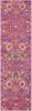 8' Fuchsia And Orange Floral Distressed Runner Rug