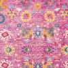 4' X 6' Fuchsia And Orange Floral Distressed Area Rug