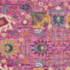 4' X 6' Fuchsia And Orange Floral Distressed Area Rug