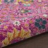 5' Fuchsia And Orange Floral Distressed Round Rug