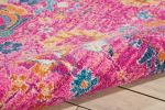 7' X 10' Fuchsia And Orange Floral Distressed Area Rug