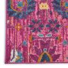 7' X 10' Fuchsia And Orange Floral Distressed Area Rug
