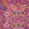 8' X 10' Fuchsia And Orange Floral Distressed Area Rug