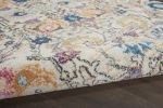 8' Ivory And Blue Floral Runner Rug