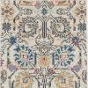 8' Ivory And Blue Floral Runner Rug