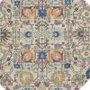 4' Ivory And Blue Floral Round Rug