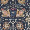 10' Navy Blue Yellow And Pink Floral Runner Rug