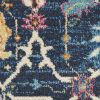 8' Navy Blue Yellow And Pink Floral Runner Rug