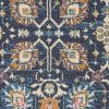 8' Navy Blue Yellow And Pink Floral Runner Rug